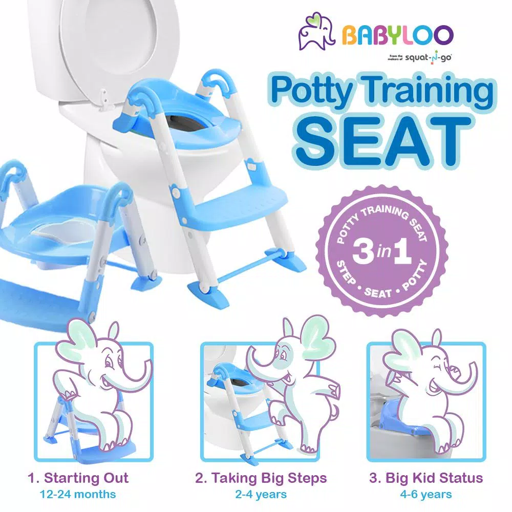 Babyloo Bambino 3-in-1 Convertible Toddler Potty Trainer and Step Stool - Blue
