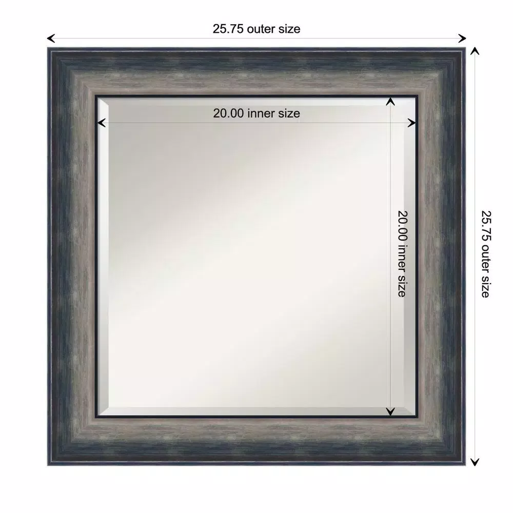 Amanti Art Quicksilver Scoop 25.75 in. x 25.75 in. Square Bathroom Vanity Wall Mirror, Silver