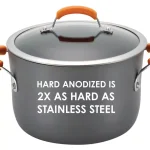 Rachael Ray 3-Quart Hard-Anodized Aluminum Nonstick Saucepan with Glass Lid, Orange and Gray thumbnail 5