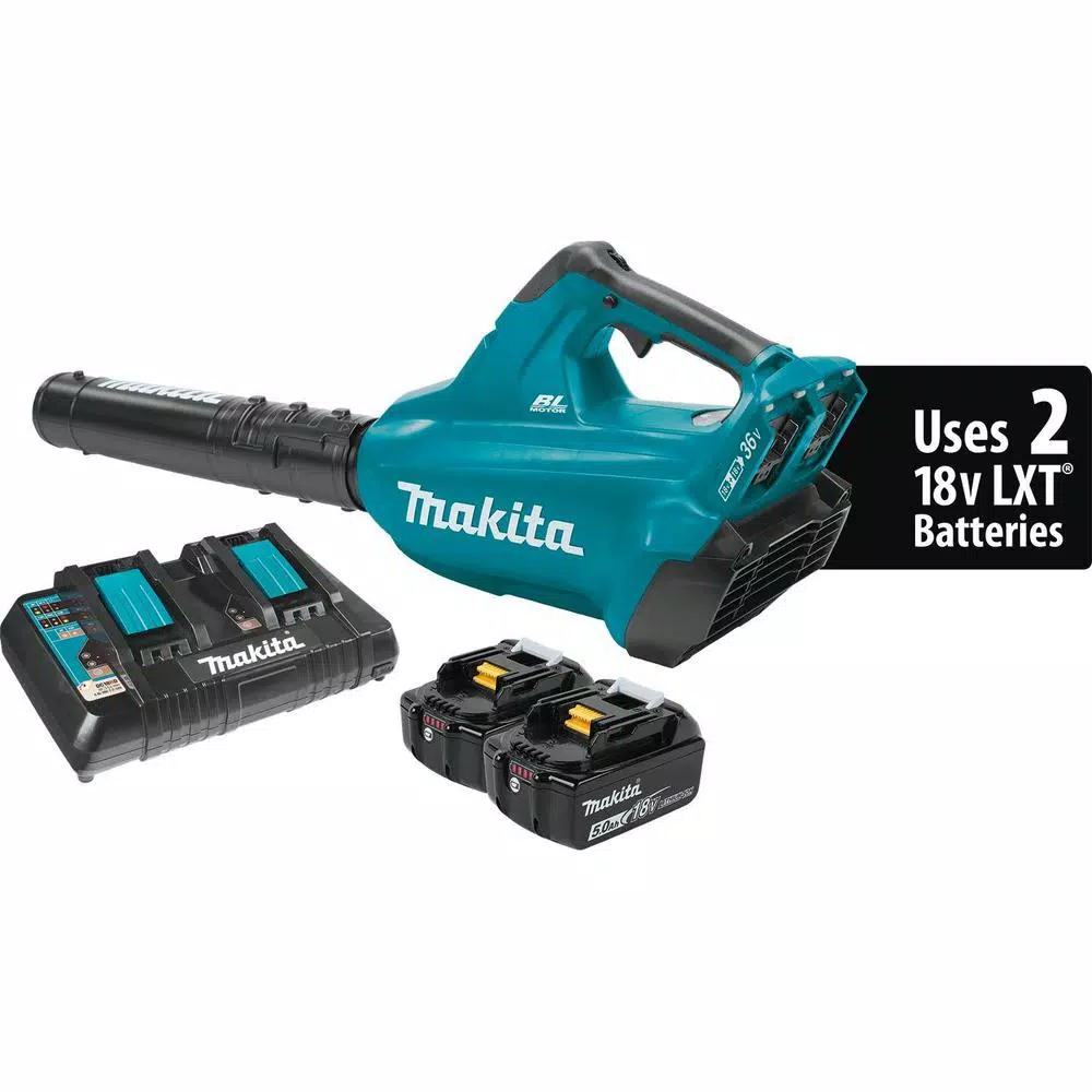 Makita 18V X2 (36V) LXT Brushless Cordless Blower Kit with (2) 5.0Ah Batteries and Dual Port Rapid Charger