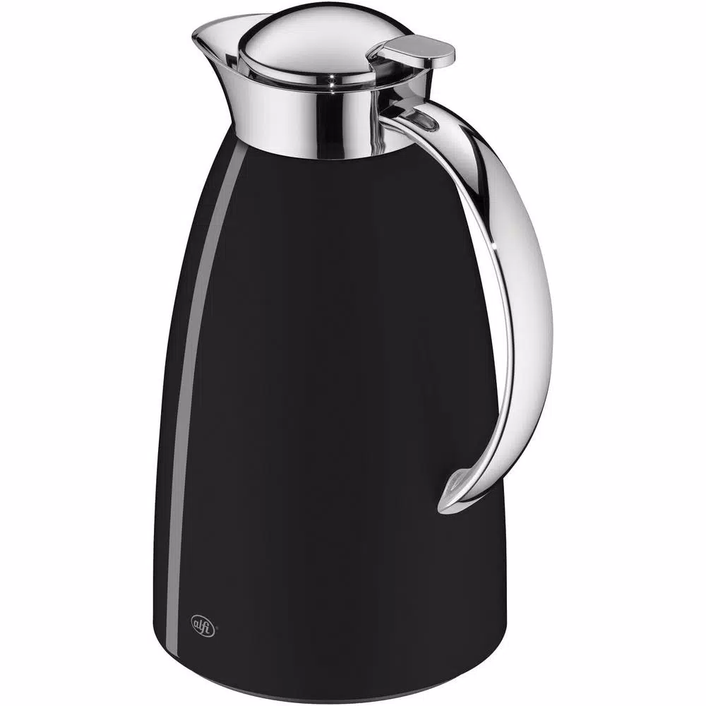 Alfi Gusto Glass Vacuum Carafe, 1.06 Qt. Black Lacquered Metal Thermal Server