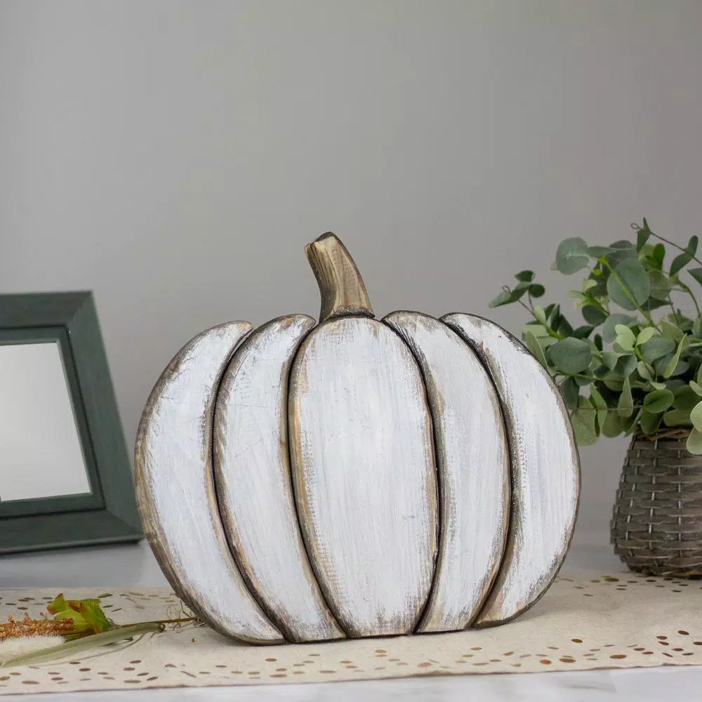 Northlight Blue and Gray Wooden Pumpkin Table Top Decoration - 13.75 in. Halloween & Thanksgiving Sculpture