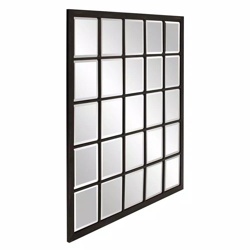 Unbranded Oil Rubbed Bronze Beveled Glass Windowpane Style Accent Mirror, 34 in. x 38 in.