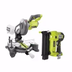 RYOBI 18V ONE+ Cordless 7-1/4 in. Compound Miter Saw and 18-Gauge AirStrike Brad Nailer Combo Kit (Tools Only) thumbnail 1