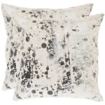 Safavieh Nars White and Charcoal Grey Graphic Faux Fur Throw Pillows, 20 x 20 in. (Set of 2) thumbnail 1