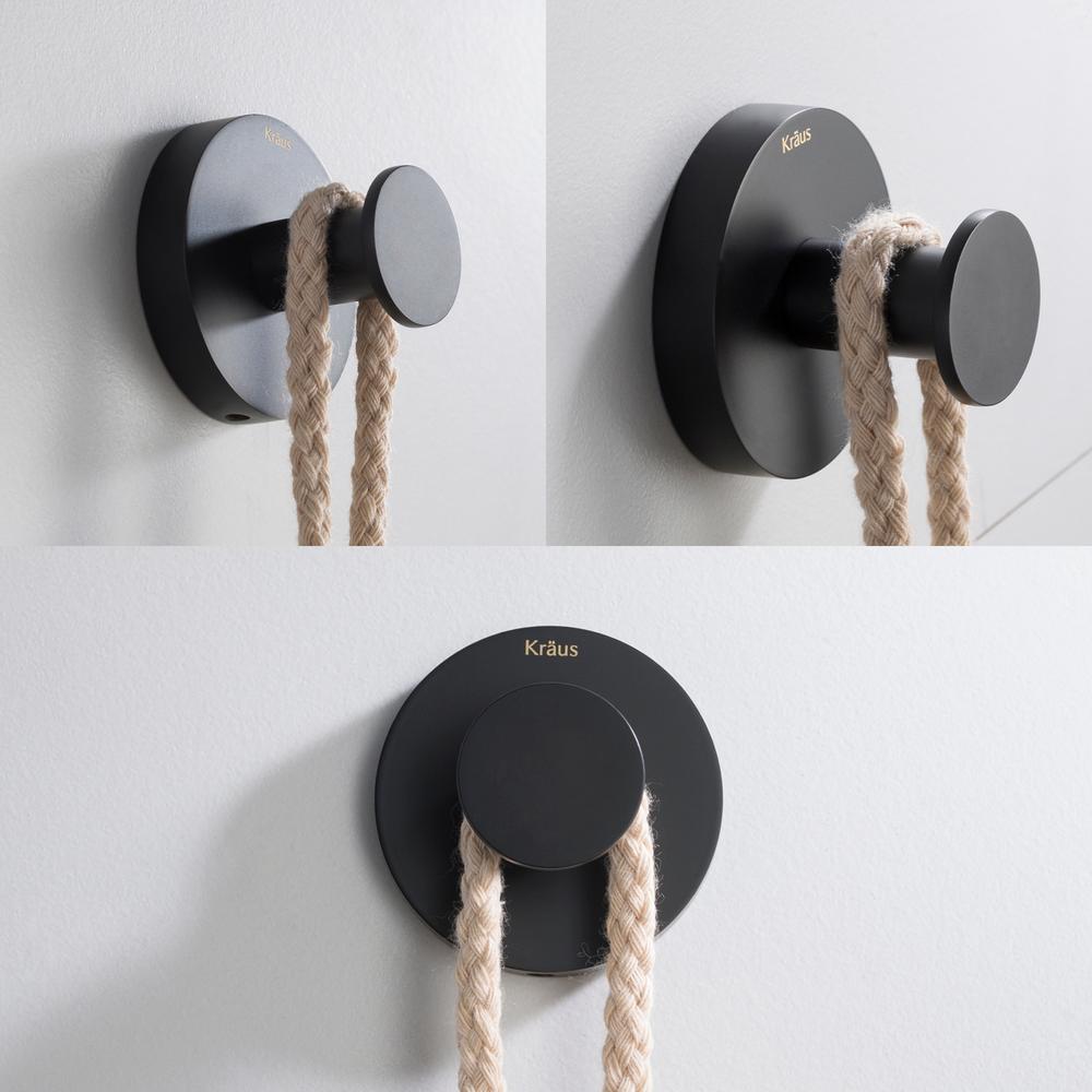 KRAUS Elie Matte Black Solid Brass Robe and Towel Hook