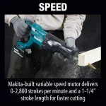 Makita 18V LXT Lithium-Ion Cordless Reciprocating Saw Kit with 5.0Ah Batteries and Charger thumbnail 8