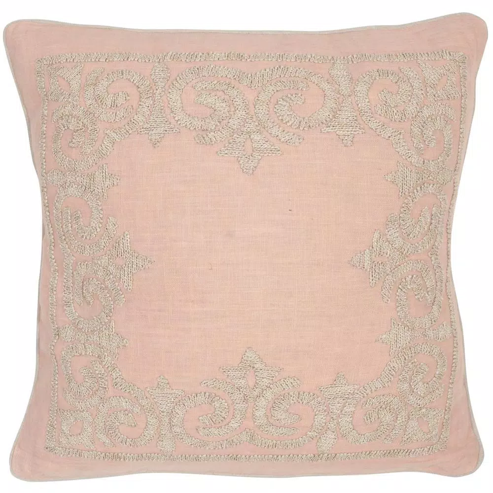 Safavieh Florentine Petal Geometric Embroidered Linen Throw Pillows, Set of 2 (20 in. x 20 in.)