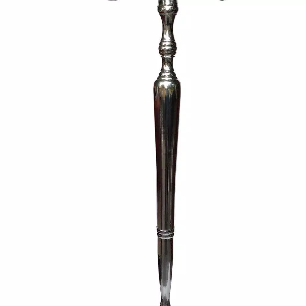 Benjara 48-Inch Silver Handcrafted Aluminum 5-Arm Candelabra with Fluted Tops