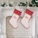 Glitzhome 21 in. White Fleece Polyester Christmas Stocking Decor (2-Pack) thumbnail 7