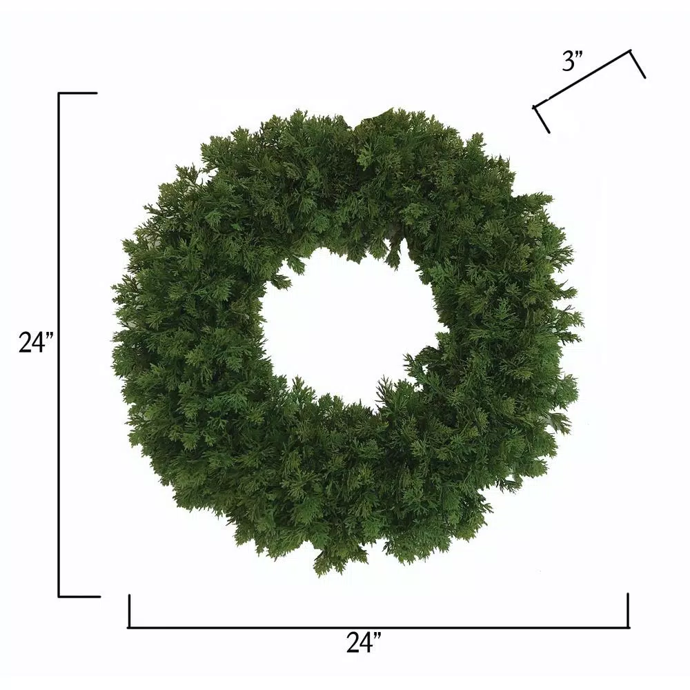 Worth Imports 24 in. Artificial Juniper Wreath, Green Traditional Holiday Decor