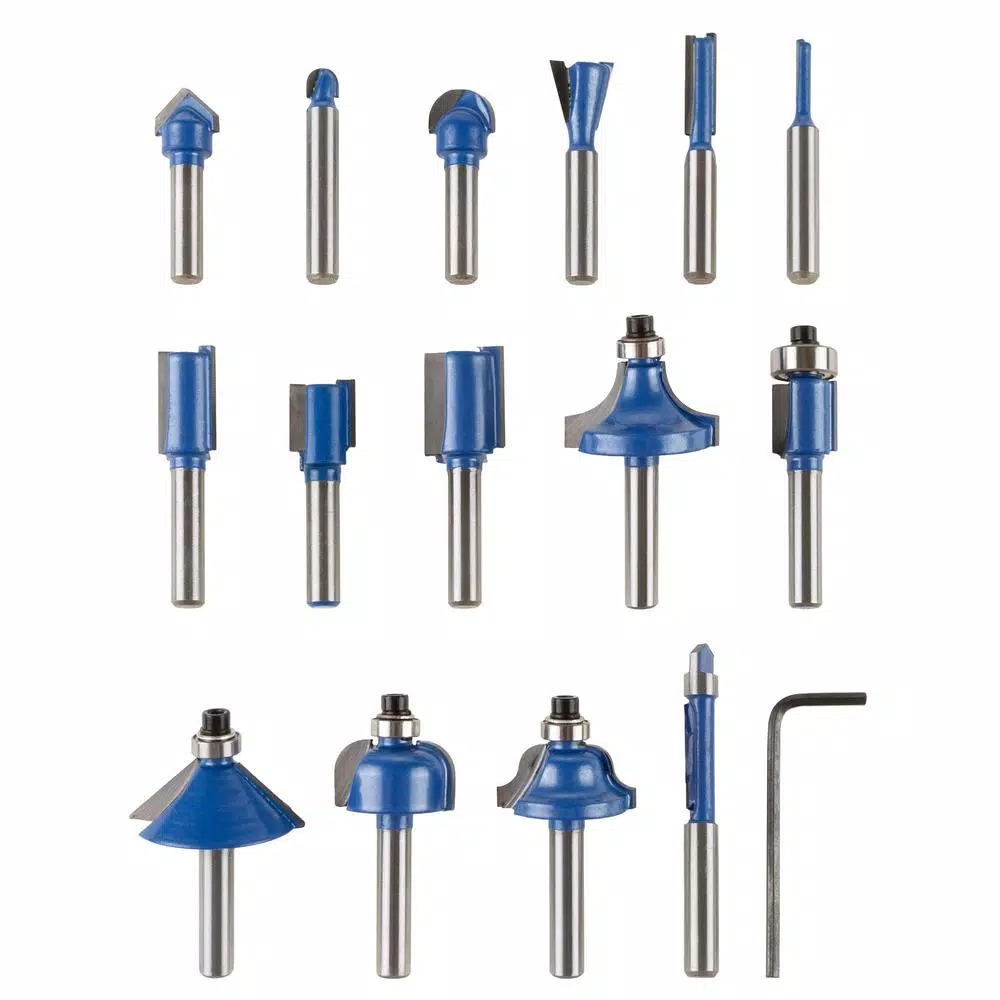 Stalwart 15-Piece Carbide Tipped Router Bit Set with Wooden Storage Case