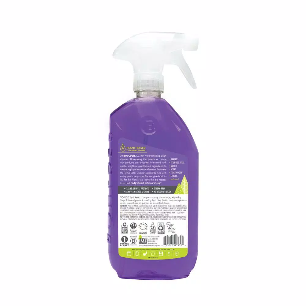 BOULDER CLEAN Clean Natural Granite and Stainless Steel Cleaner, Lavender Vanilla, 28 oz.