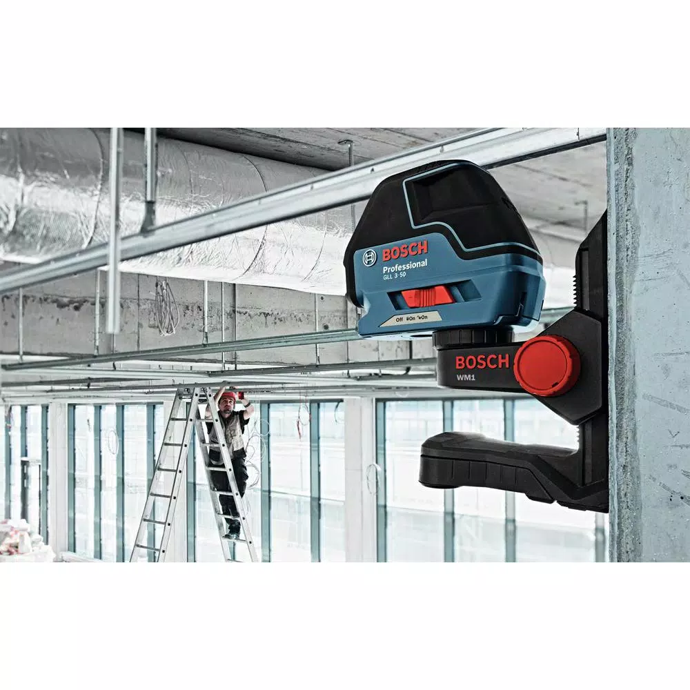 Bosch GLL 3-50 S 3-Line Self-Leveling Cross Line Laser Level Kit with 165 ft. Range