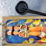 Gibson Elite Philomena Mango Wood Enamel Serving Tray with Watercolor Leaf Design thumbnail 4