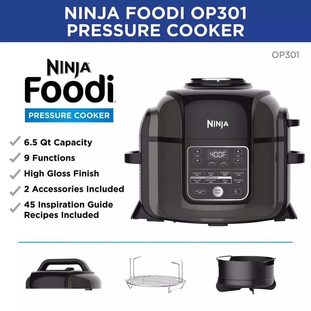 Ninja Foodi 6.5 Qt. Black Stainless Steel Electric Pressure Cooker and Air Fryer with TenderCrisp Technology