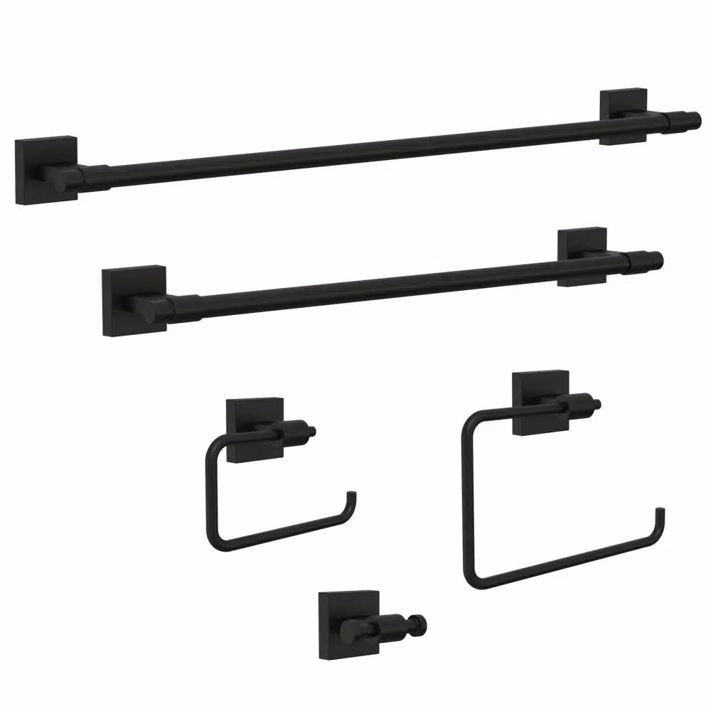Franklin Brass Maxted 24 in. Single Towel Bar, Matte Black Modern Wall Mounted Bathroom Hardware