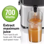 Hamilton Beach 700-Watt Whole Fruit Centrifugal Juice Extractor, 30 oz. Capacity, Black and Stainless Steel thumbnail 4