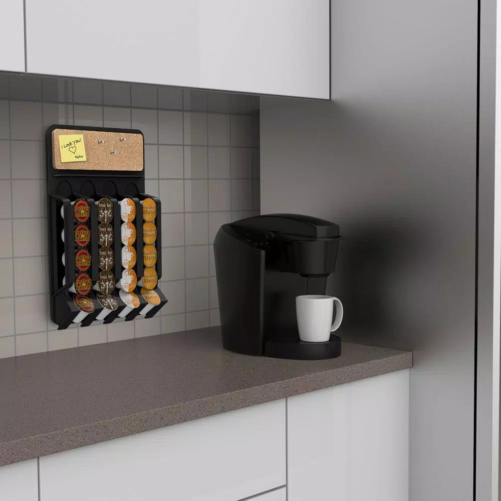 Mind Reader Mounty 20-Capacity Wall Mounted Black K-Cup Dispenser for Keurig Pods