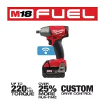 Milwaukee M18 FUEL ONE-KEY 1/2 in. Compact Impact Wrench Kit with (2) 5.0 Ah Batteries & Charger thumbnail 3