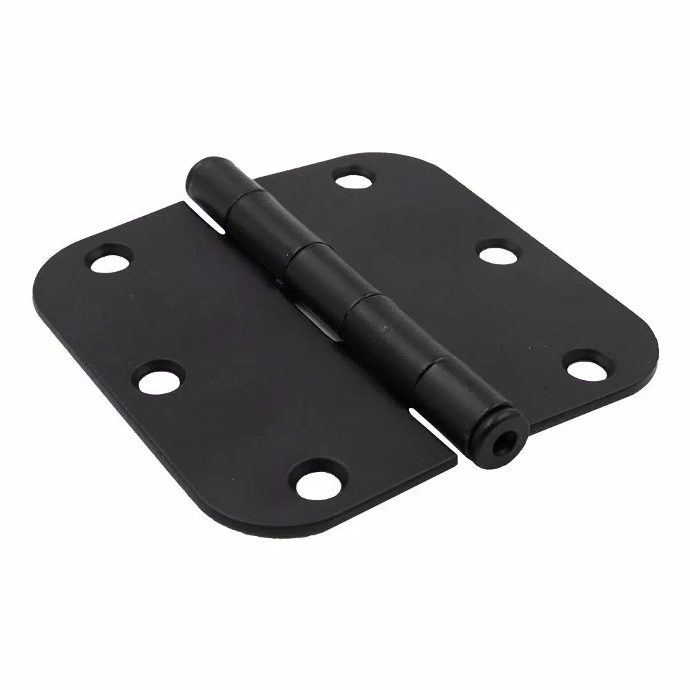 Everbilt 3-1/2 in. x 5/8 in. Radius Matte Black Smooth Action Butt Door Hinge, 3-Pack