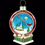 Fraser Hill Farm 34.5 in. Musical Santa and Flying Sleigh Ornament with LED Lights, Red thumbnail 1