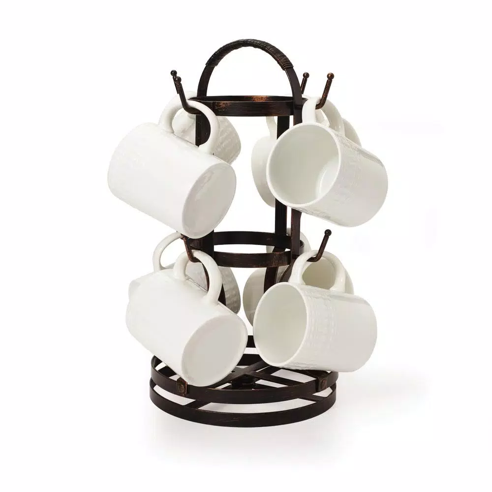 Gourmet Basics by Mikasa Mikasa Gourmet Basics Forged Rotating Mug Tree, Antique Black Wrought Iron