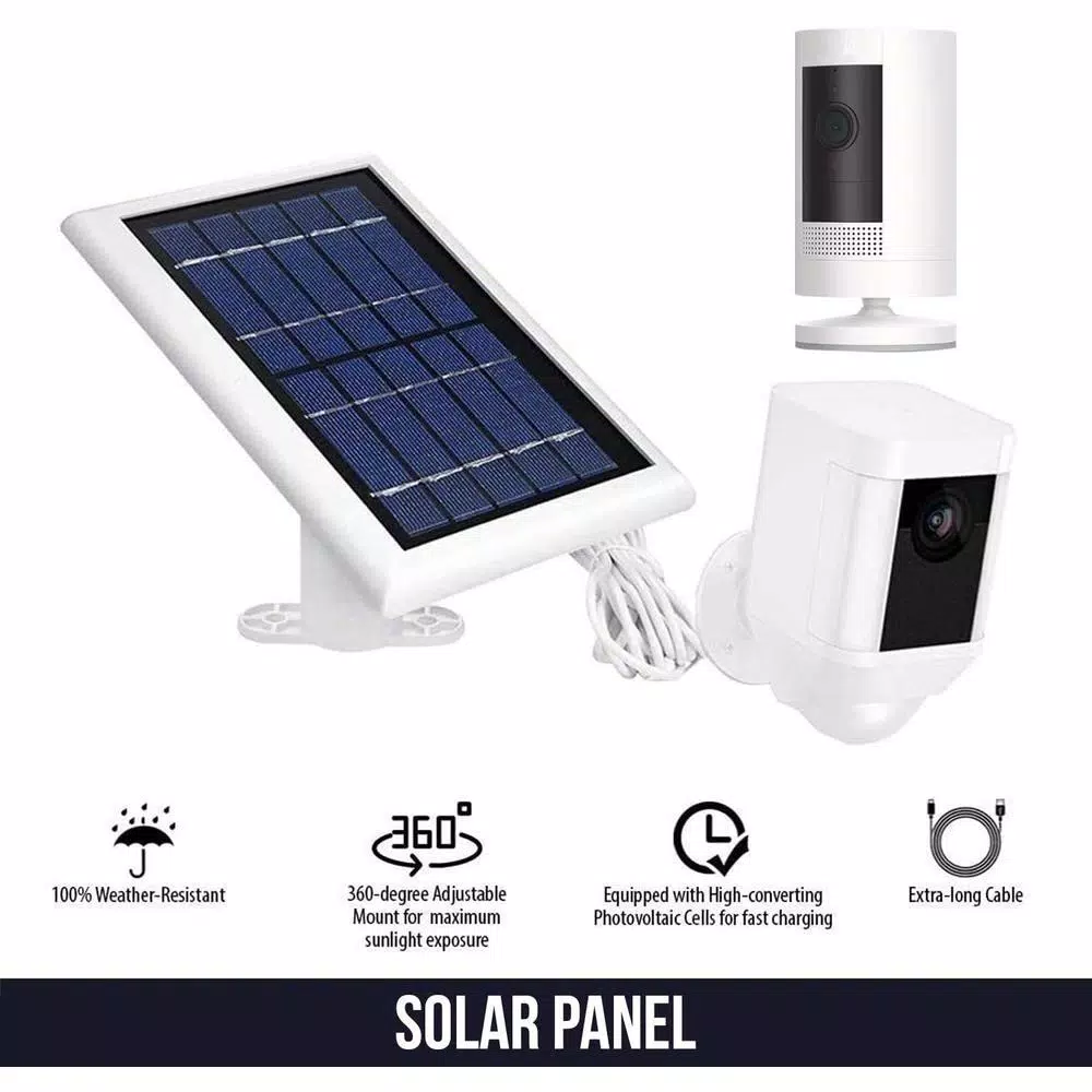 Wasserstein Solar Panel for Ring Spotlight Cam & Stick Up Cam Battery, 2-Pack, White