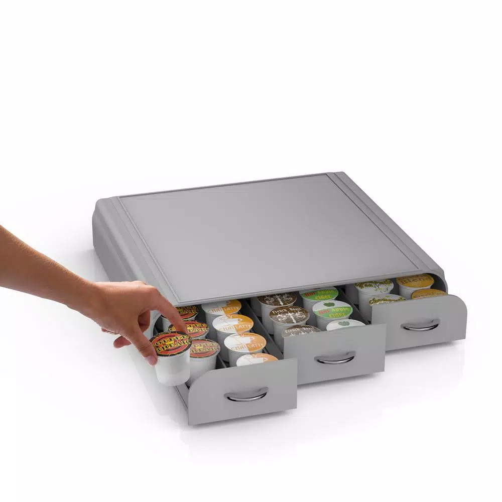 Mind Reader Anchor 36-Capacity Silver K-Cup Storage Drawer for Keurig Coffee Makers