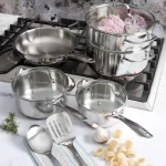 Oster Cuisine Kellerton 10-Piece Stainless Steel Cookware Set with Copper Accents thumbnail 4
