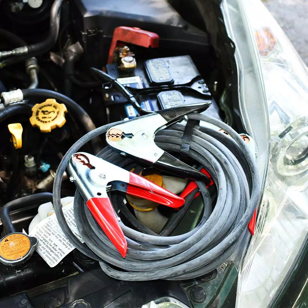 Forney 25 ft. 2-Gauge Heavy Duty Battery Jumper Cables with 500-Amp Clamps