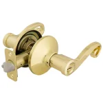 Defiant Scroll Keyed Entry Door Lever, Polished Brass thumbnail 7