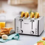 Boyel Living 1500W 4-Slice Wide Slot Silver Toaster with 6 Shade Settings and Removable Crumb Tray thumbnail 2