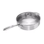 Chantal Induction 21 Steel 11.5 in. Stainless Steel Saute Skillet with Glass Lid, Brushed Stainless Steel thumbnail 1