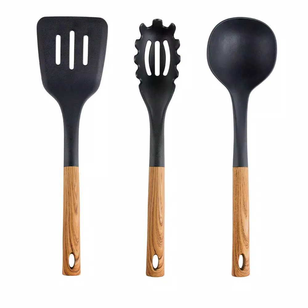 MegaChef 7-Piece Nylon Kitchen Utensil Set with Wood Design Finish