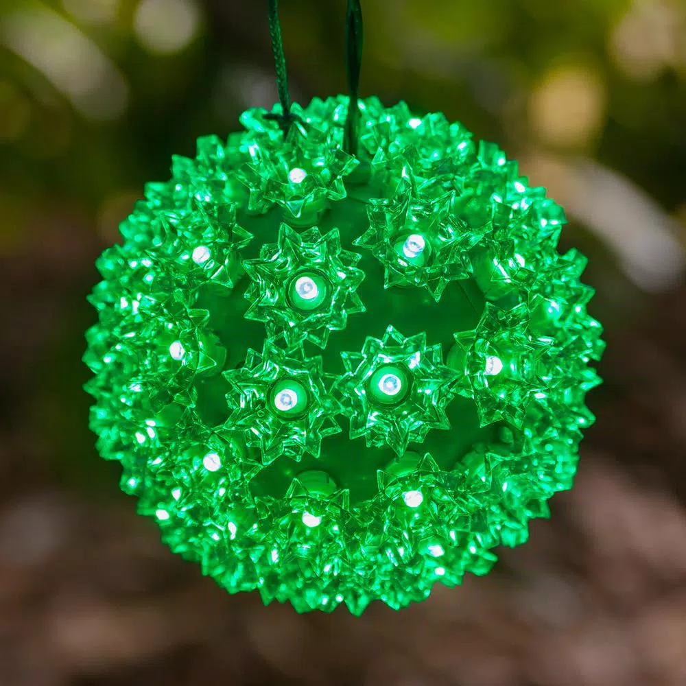 Wintergreen Lighting 6 in. Green LED Starlight Sphere with 70 Mini Lights
