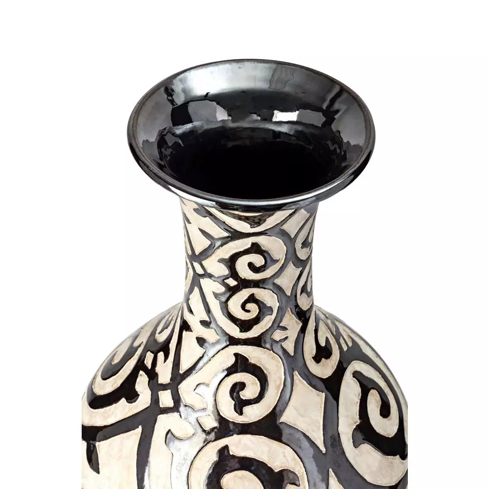 IMAX Benigna Beige Tall Oversized Floor Vase - Handcrafted Ceramic Amphora Decor