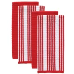 RITZ T-fal RITZ Cotton Waffle Terry Kitchen Towel Set, Red Solid and Stripe (Set of 4) thumbnail 1