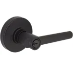 Defiant Highland Matte Black Keyed Entry Door Lever with Round Rose thumbnail 1