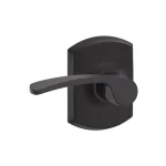 Schlage Merano Matte Black Passage Door Lever with Greenwich Trim thumbnail 1