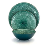 Elama 16-Piece Sea Green Stoneware Dinnerware Set, Service for 4 thumbnail 3