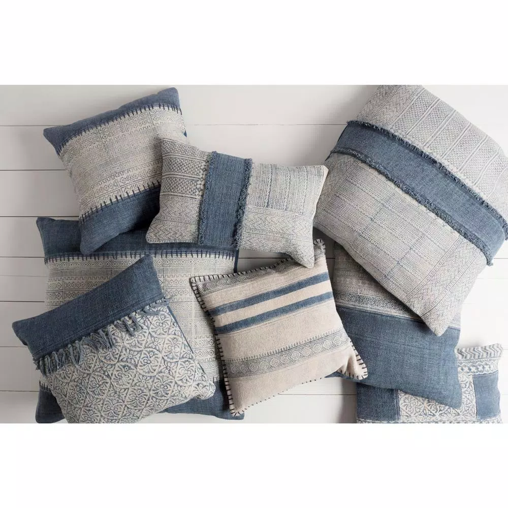 Artistic Weavers Culpeper Navy Blue Solid 100% Cotton 30 in. x 30 in. Square Throw Pillow