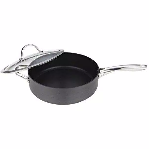Cooks Standard 5 Qt. Hard-Anodized Aluminum Nonstick Deep Saute Pan with Glass Lid, Black