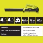 Ryobi ONE+ 18V Cordless Leaf Blower Kit, 200 CFM, 90 MPH, Includes 2.0 Ah Battery and Charger (Refurbished) thumbnail 3