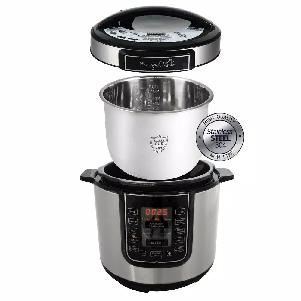 Megachef 6 Qt. Digital Electric Pressure Cooker with 14 Cooking Controls, Black