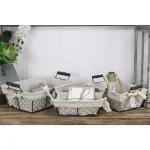 Cheungs Beige Metal Wire Decorative Tray Set of 3 with Fabric Liners - Farmhouse Style thumbnail 1