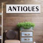 Pinnacle Rustic Antiques White Metal Wall Sign - 36.5 in. x 9.75 in. Farmhouse Tin Enamel Decor thumbnail 1