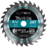 Makita 6-1/2 in. 28T Carbide-Tipped Wood Plunge Saw Blade thumbnail 1