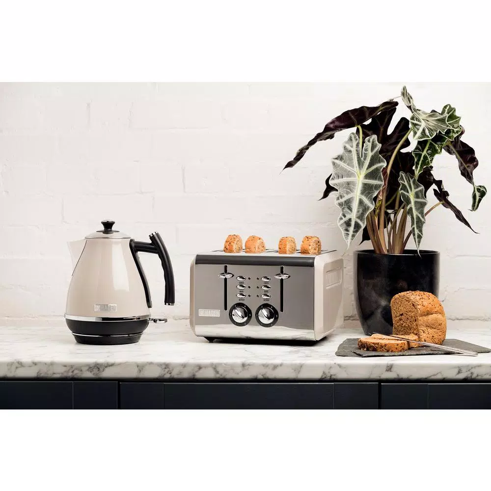 Haden Cotswold 4-Slice Wide Slot Retro Toaster, 1500W, Putty