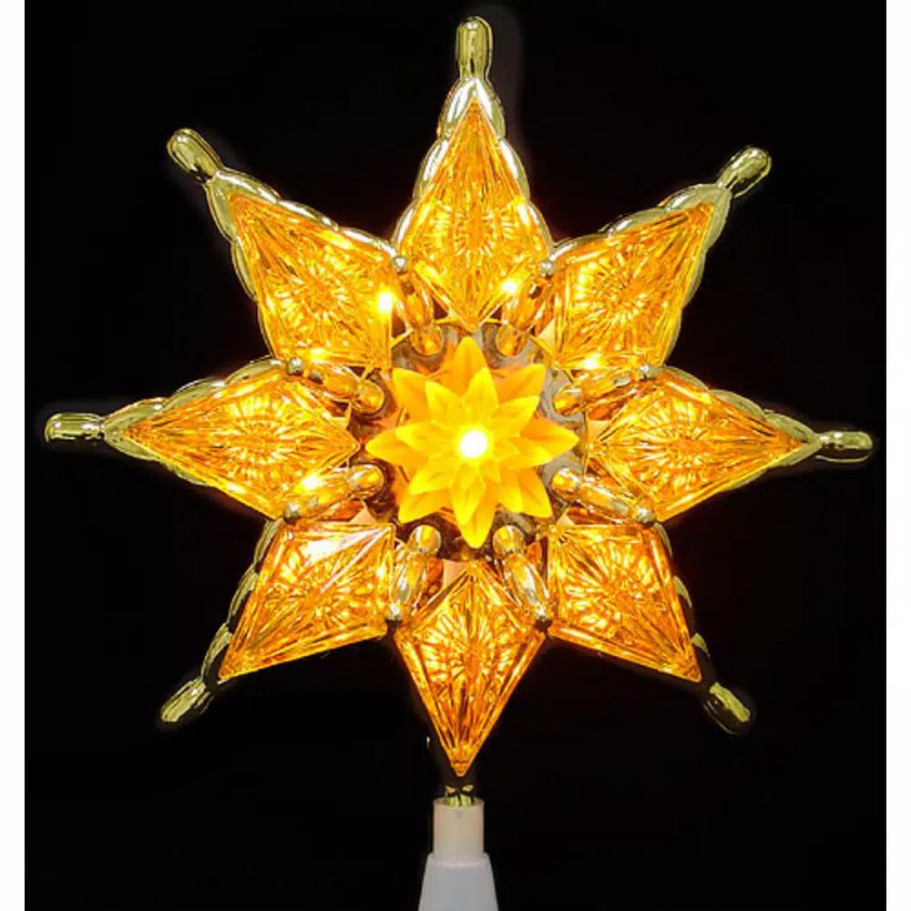 Northlight 8 in. Gold Mosaic 8-Point Star Christmas Tree Topper with Clear Lights
